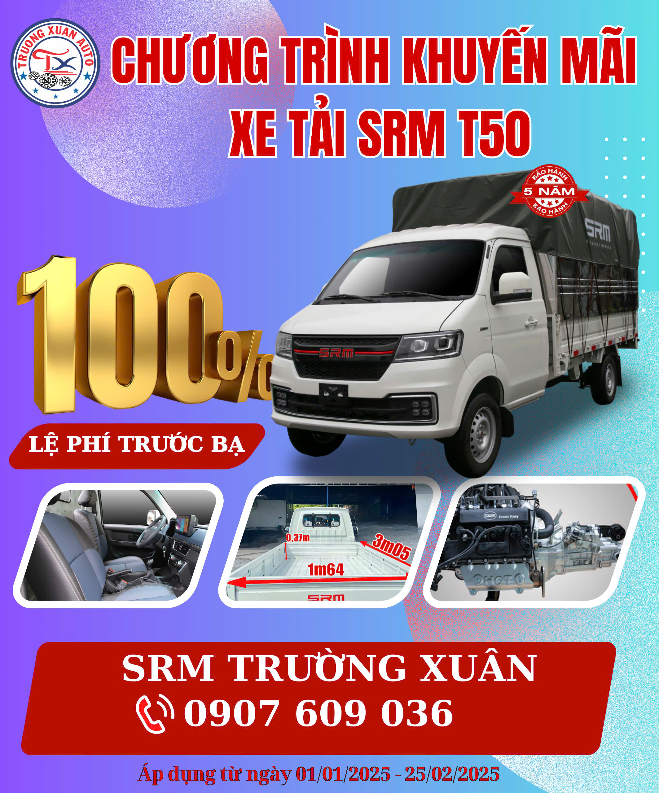 SRM T50 KHUYẾN MÃI 100% LỆ PHÍ TRƯỚC BẠ