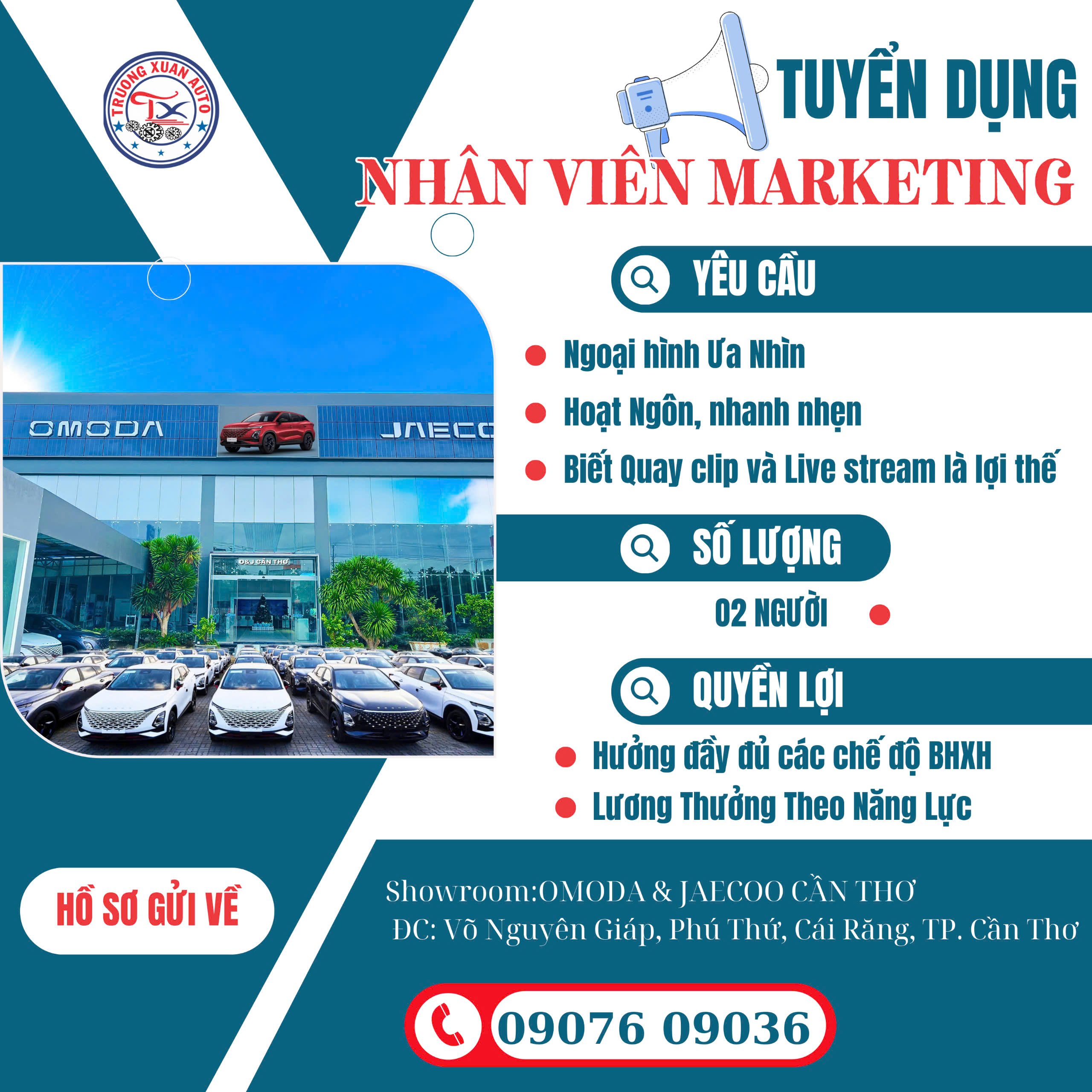 Công ty ô tô Trường Xuân tuyển gấp nhân viên Marketing