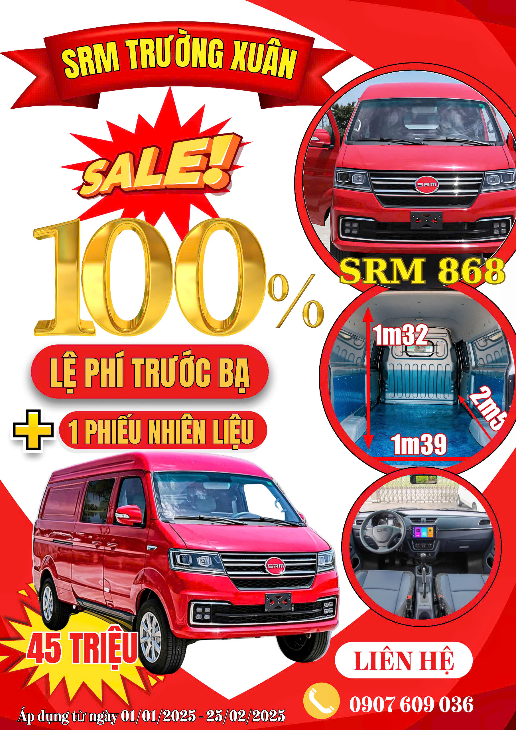 SRM 868 khuyễn mãi 100% lệ phí trước bạ